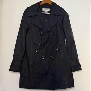 Jones New York Women's Black Double-Breasted Trench Coat